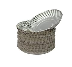 Silver Coated Paper Plate , Disposable Silver Coated  Round Paper Plate ,11 inch ,(25 TO 30 pcs)