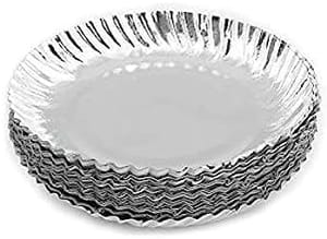 Silver Coated Paper Plate , Disposable Silver Coated  Round Paper Plate ,11 inch ,(25 TO 30 pcs)