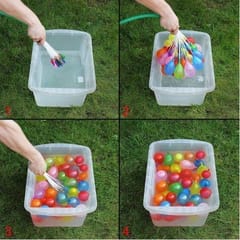 Water Balloons Holi for Kids Boys and Girls, Latex with Refill Hose, Three Bunches Balloons � Games Swimming Pool Outdoor Fun Magic Water Balloons (111 Balloons)