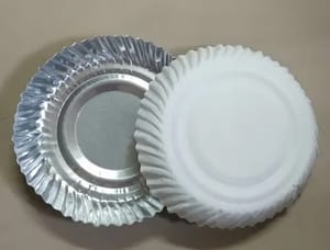 Silver Paper Plate , Disposable Silver Round Paper Plate ,9.5 inch ,(25 TO 30 pcs) White Back