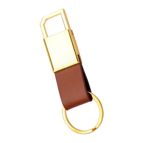 Tan Leather Strap Metal 603- Keychain perfectly work as a promotional gift in Corporate events, trade fairs, product launches