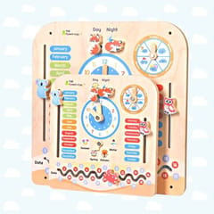 Birch Wooden Activity Teaching Clock and Calendar for Kids 7 in 1 Learning Toy