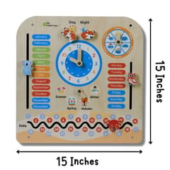 Wooden Activity Clock for Kids - 7 in 1 Learning Toy