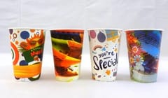 Printed Glass Disposable Party Paper Glass  for Drinking Juice and Water,-250ml Each (Pack Of 50 Glass) Print As Per Available