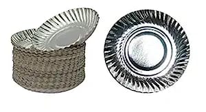 Silver Coated Paper Plate , Disposable Silver Coated  Round Paper Plate ,8 inch ,(25 TO 30 pcs)