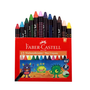 FABER-CASTELL WAX CRAYONS EXTRA LONG (12 SHADES )