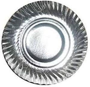 Silver Coated Paper Plate , Disposable Silver Coated  Round Paper Plate ,5 inch ,(25 TO 30 pcs)