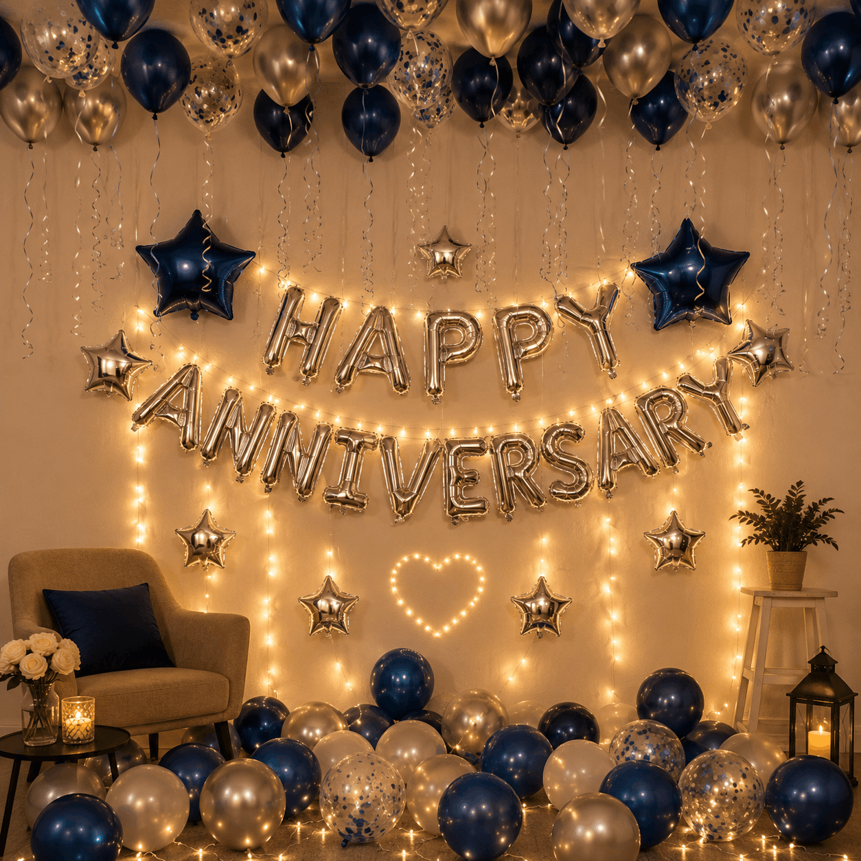 Blue & Silver Themed Anniversary Decor