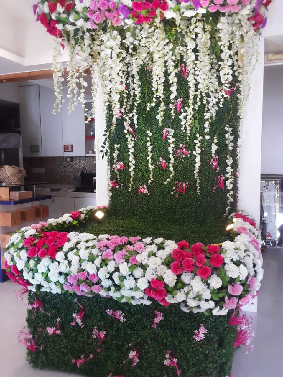 Premium Green & Pink Floral Navratri Decoration