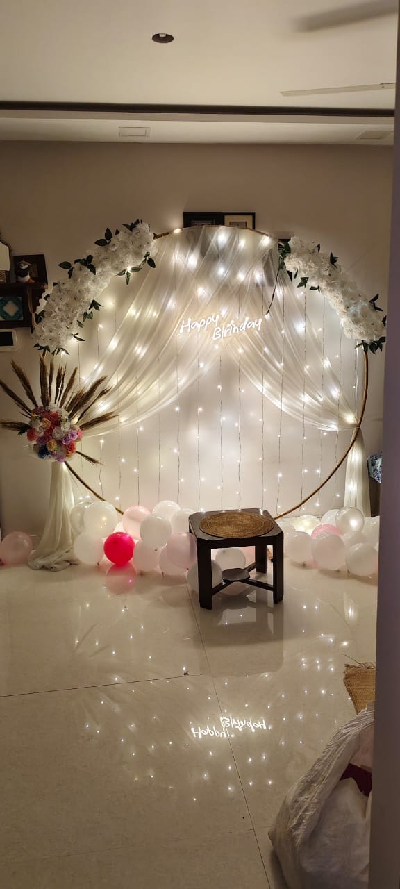 Elegant White & Gold Ring Birthday Setup