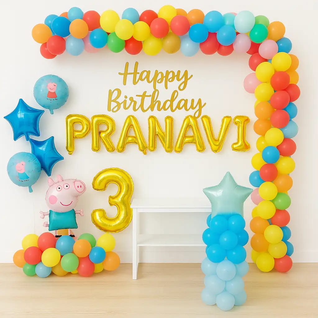 Colorful Peppa Pig Theme Birthday Setup