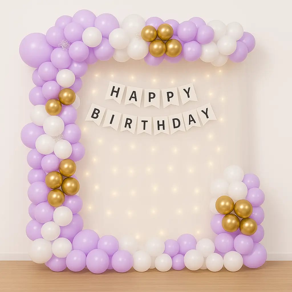Pastel Lavender & Gold Birthday Decoration image 1