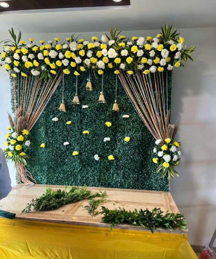 Yellow & White Floral Greenery Backdrop