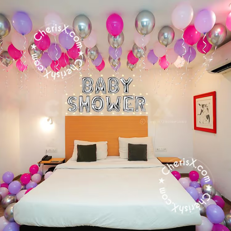 Silver And Pink Baby Shower Surprise