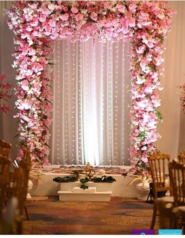 Premium Pink Floral Ganpati Stage Decoration