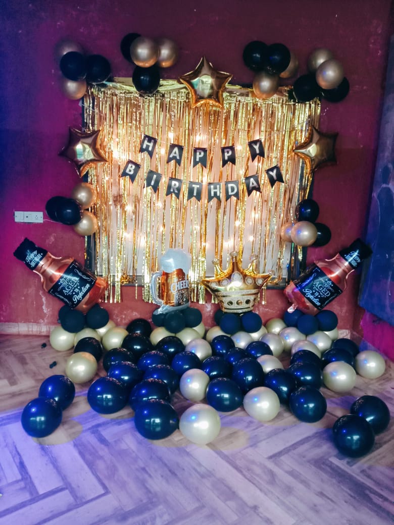 Premium Whiskey & Crown Celebration Birthday Setup