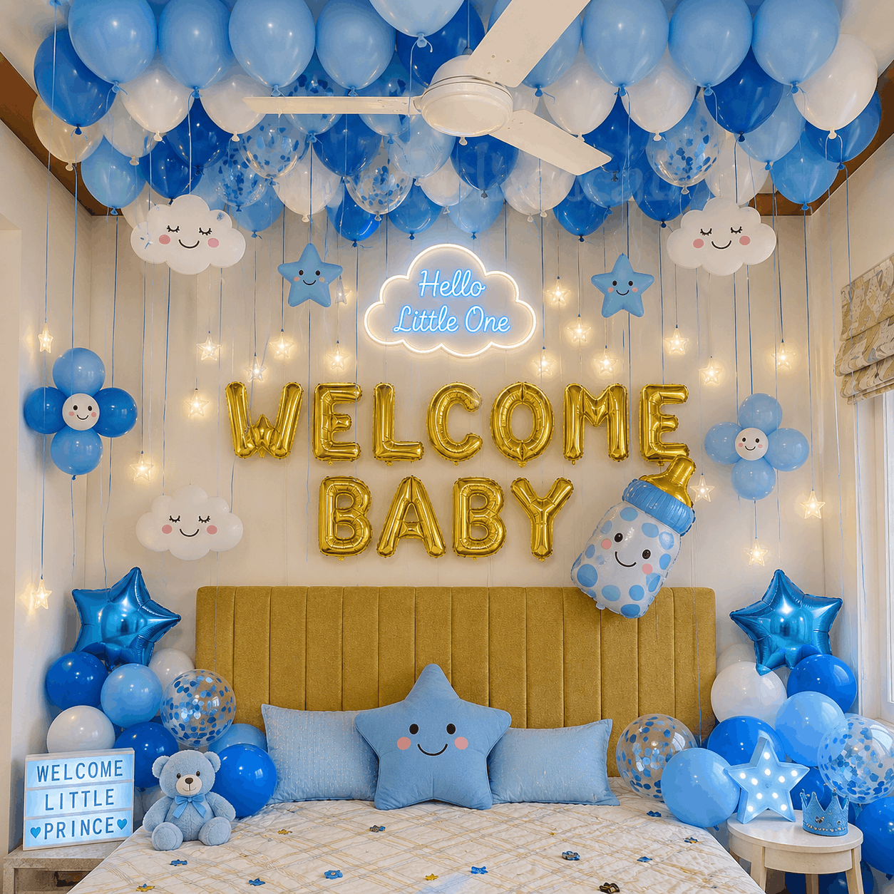 Blue Welcome Baby Decor