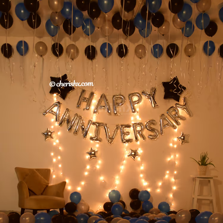 Blue & Silver Themed Anniversary Decor