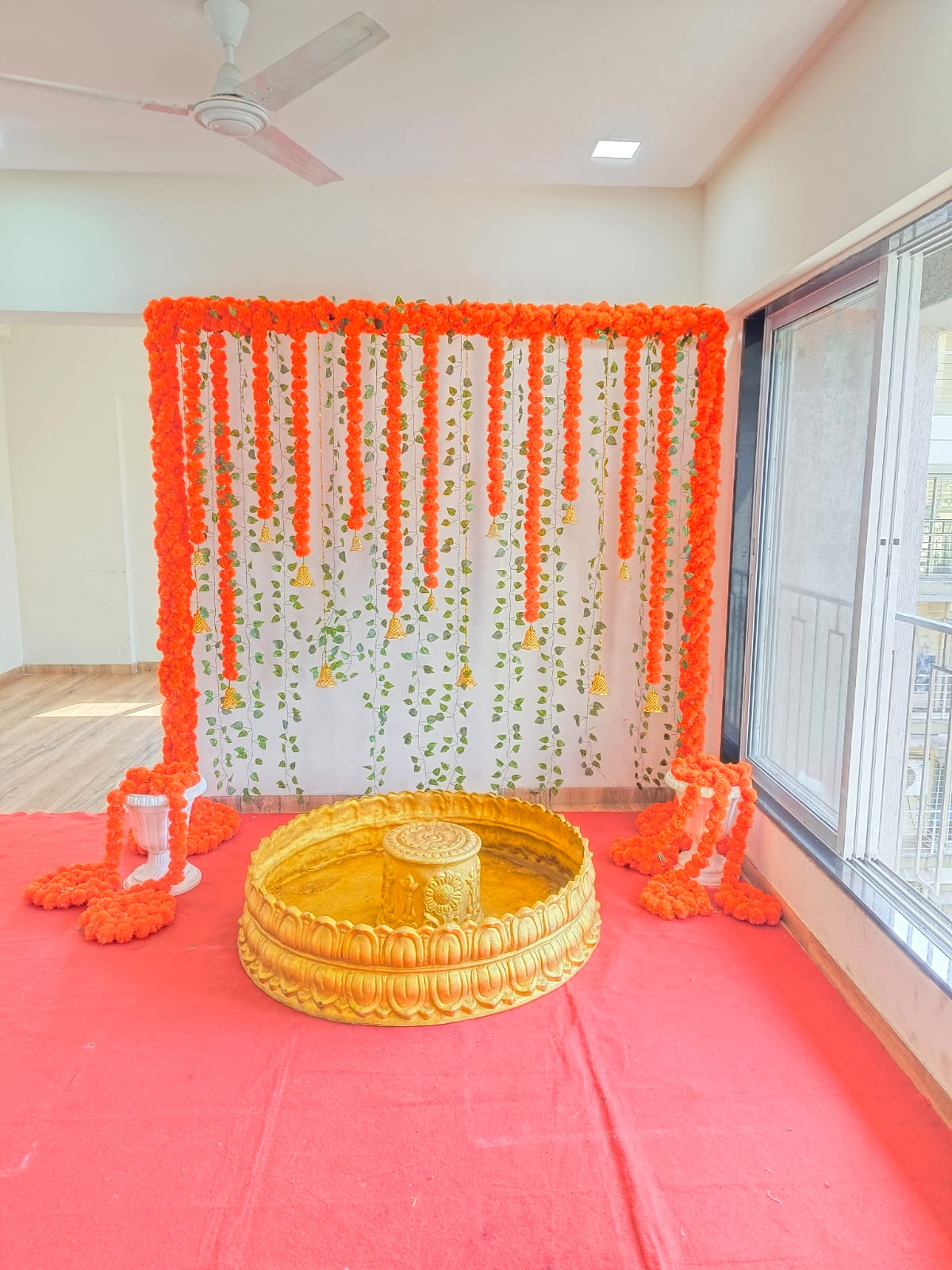 Haldi Ceremony Flower decoration single setting setup