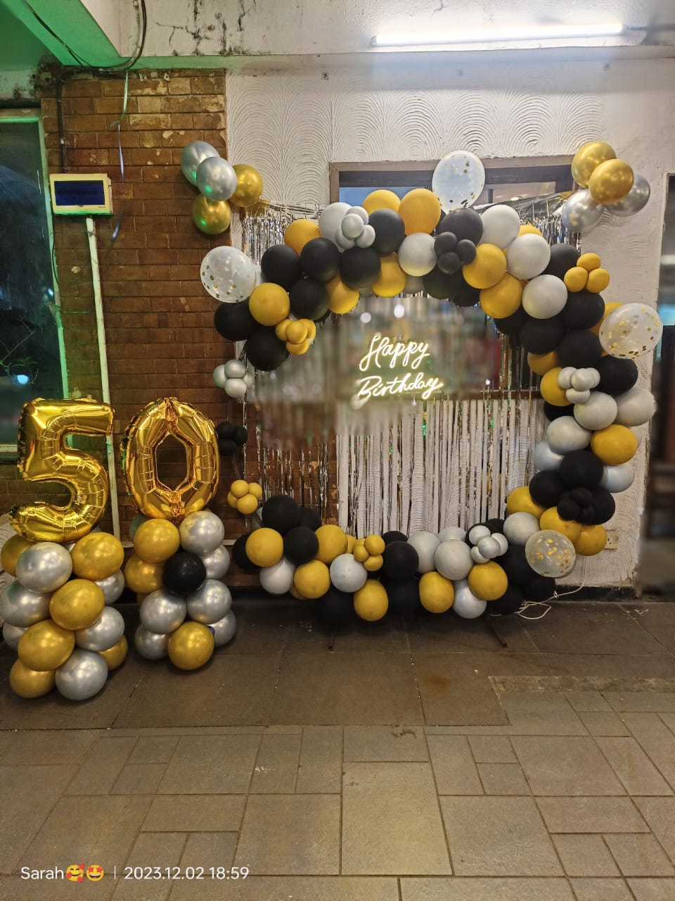Premium Metallic Gold, Silver & Black 50th Birthday Ring Setup