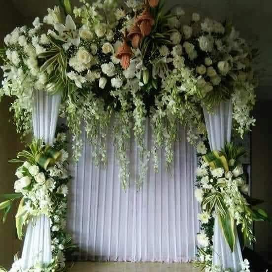 Elegant White & Green Floral Ganpati Backdrop