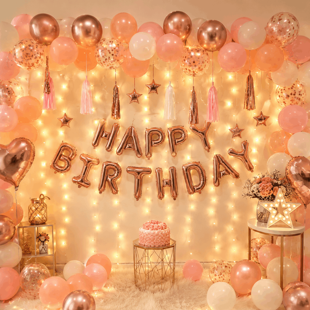 Pastel And Rosegold Birthday Decor