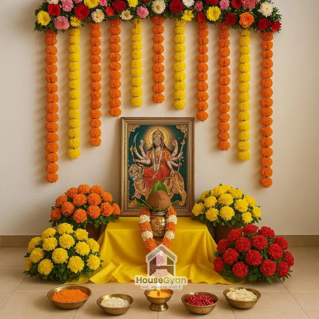 Traditional Marigold Goddess Durga Decoration