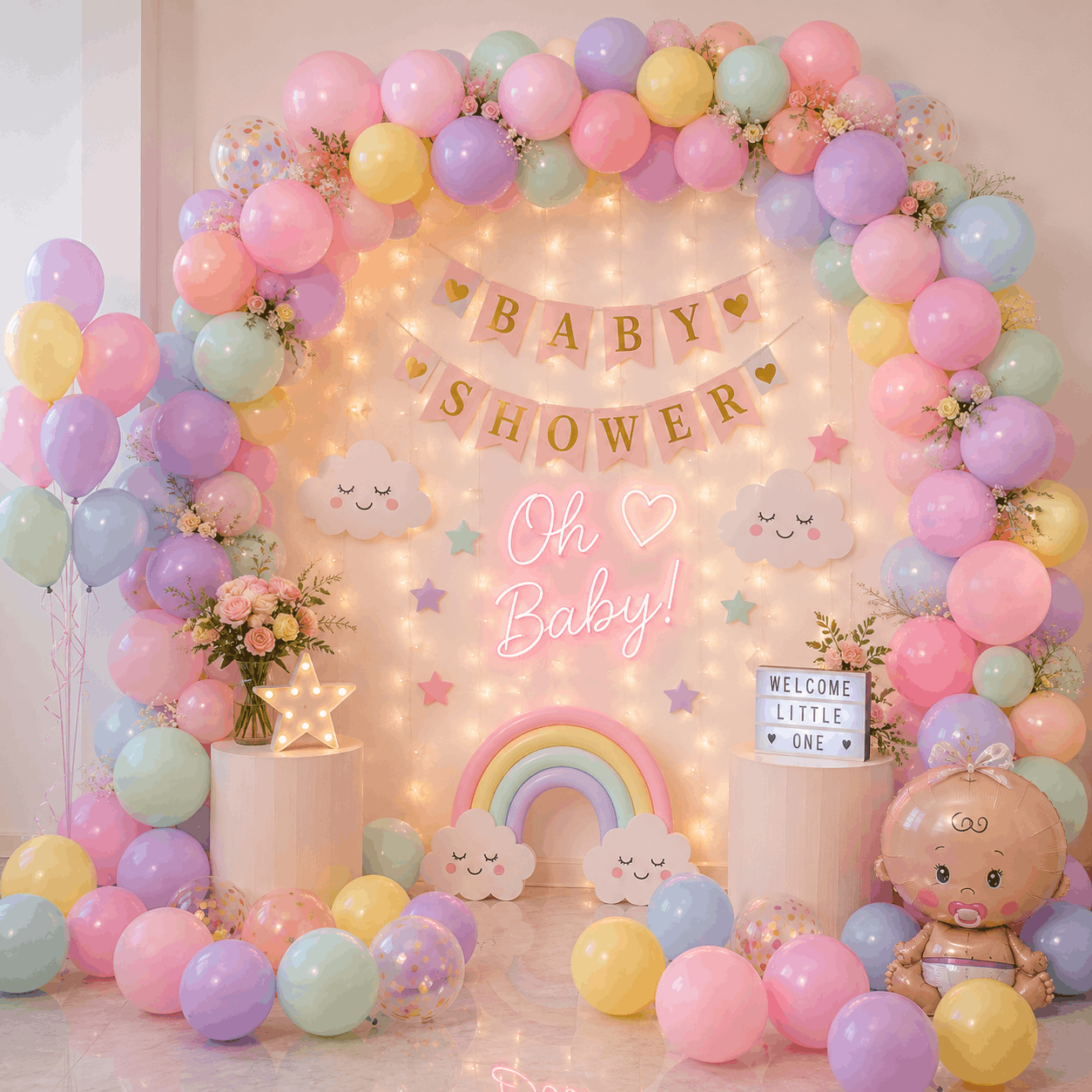 Multicolour Baby Shower Balloon Decor