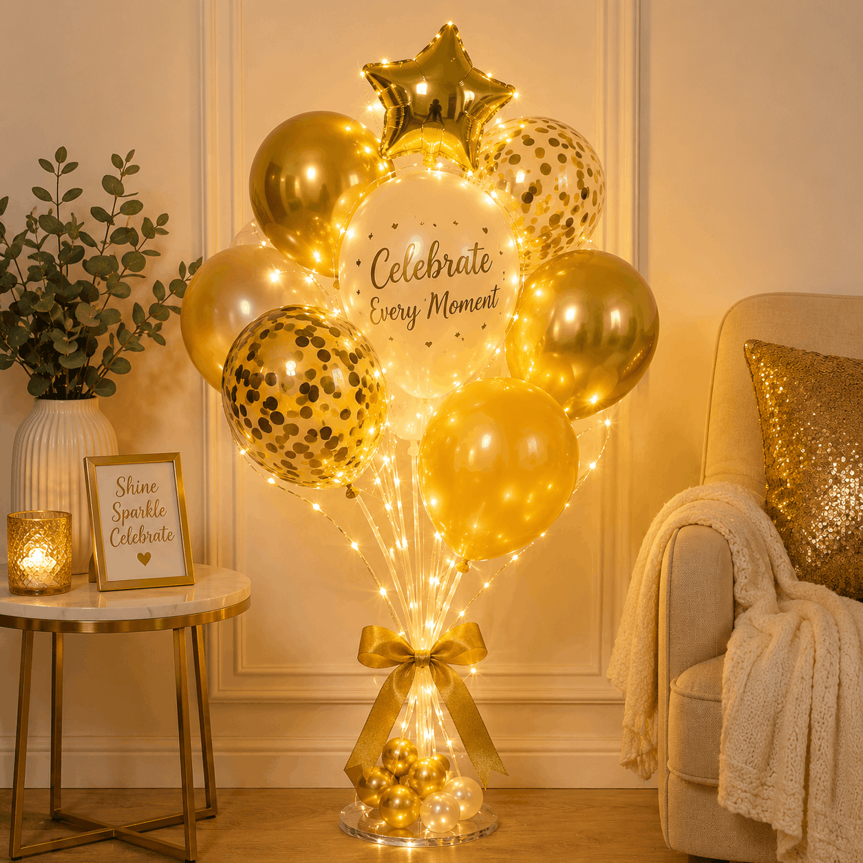Golden Sparkle Balloon Bouquet