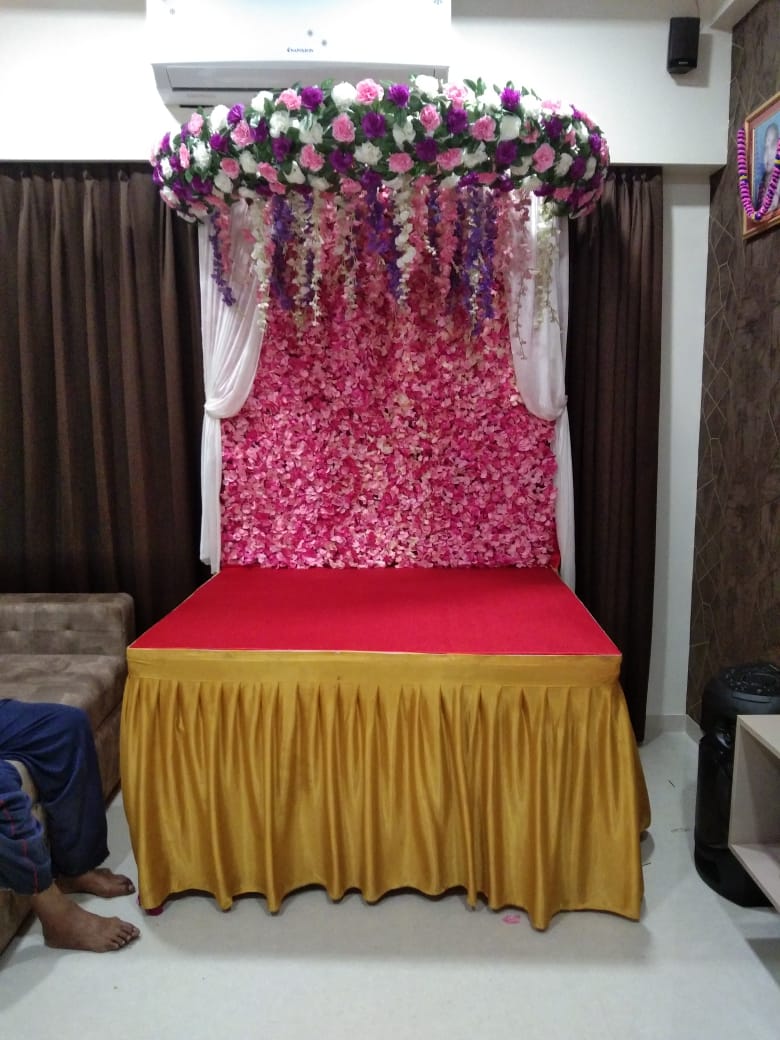 Premium Pink Floral Navratri Stage Decoration