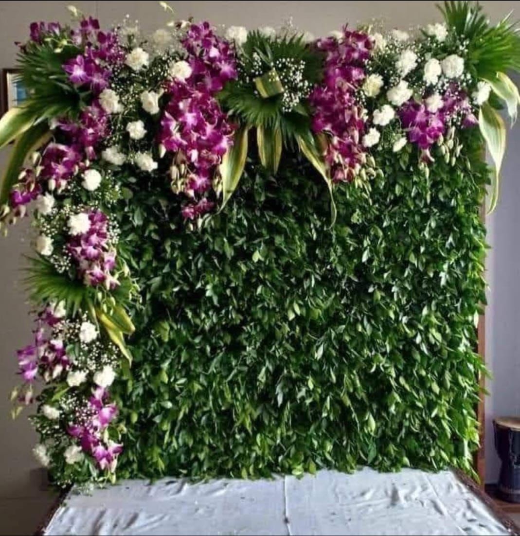 Elegant Orchid Greenery Ganpati Backdrop