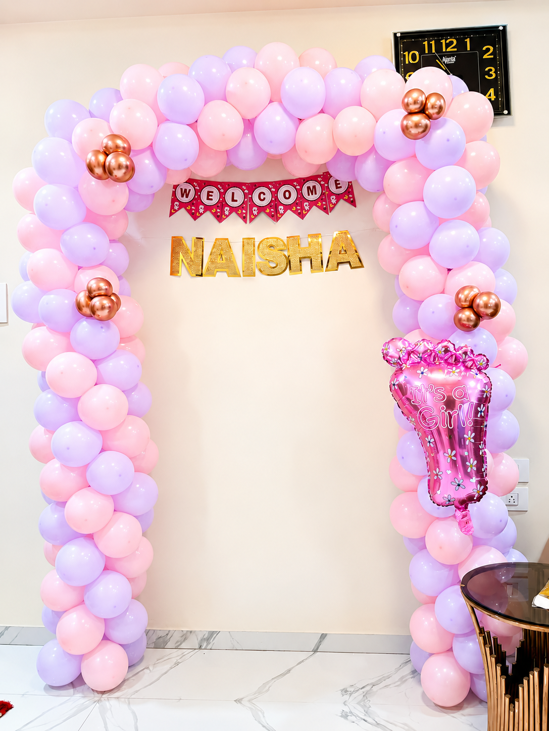 Wlcome baby arch pink for girl image 1