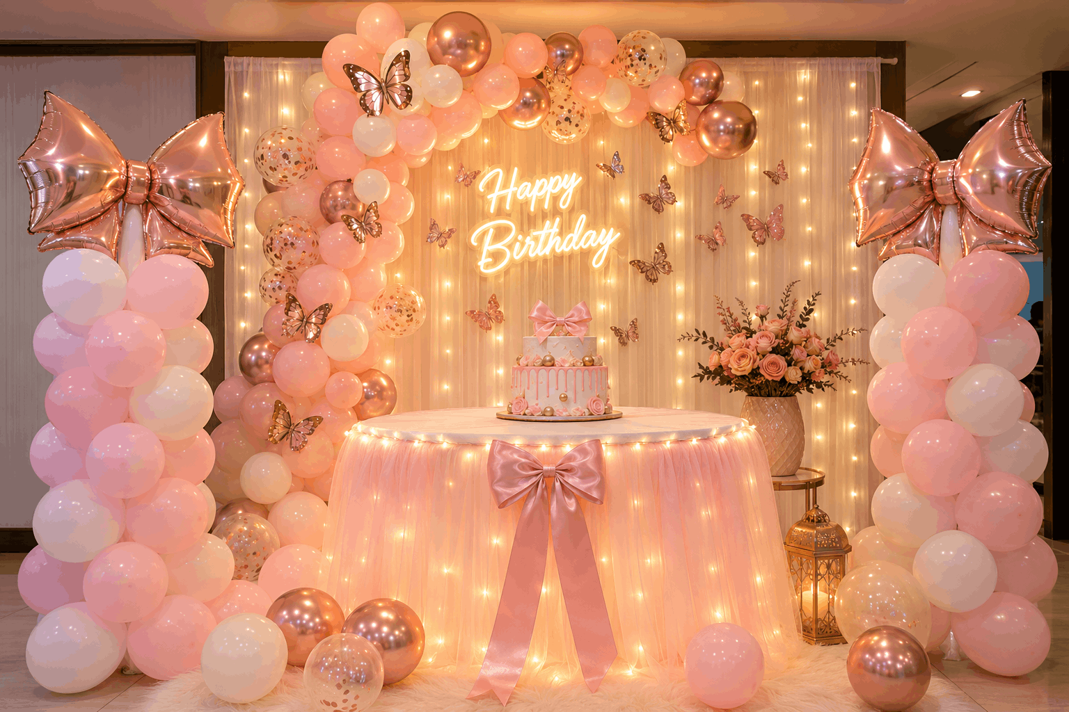 Balloons And Bow Birthday Decor image 2