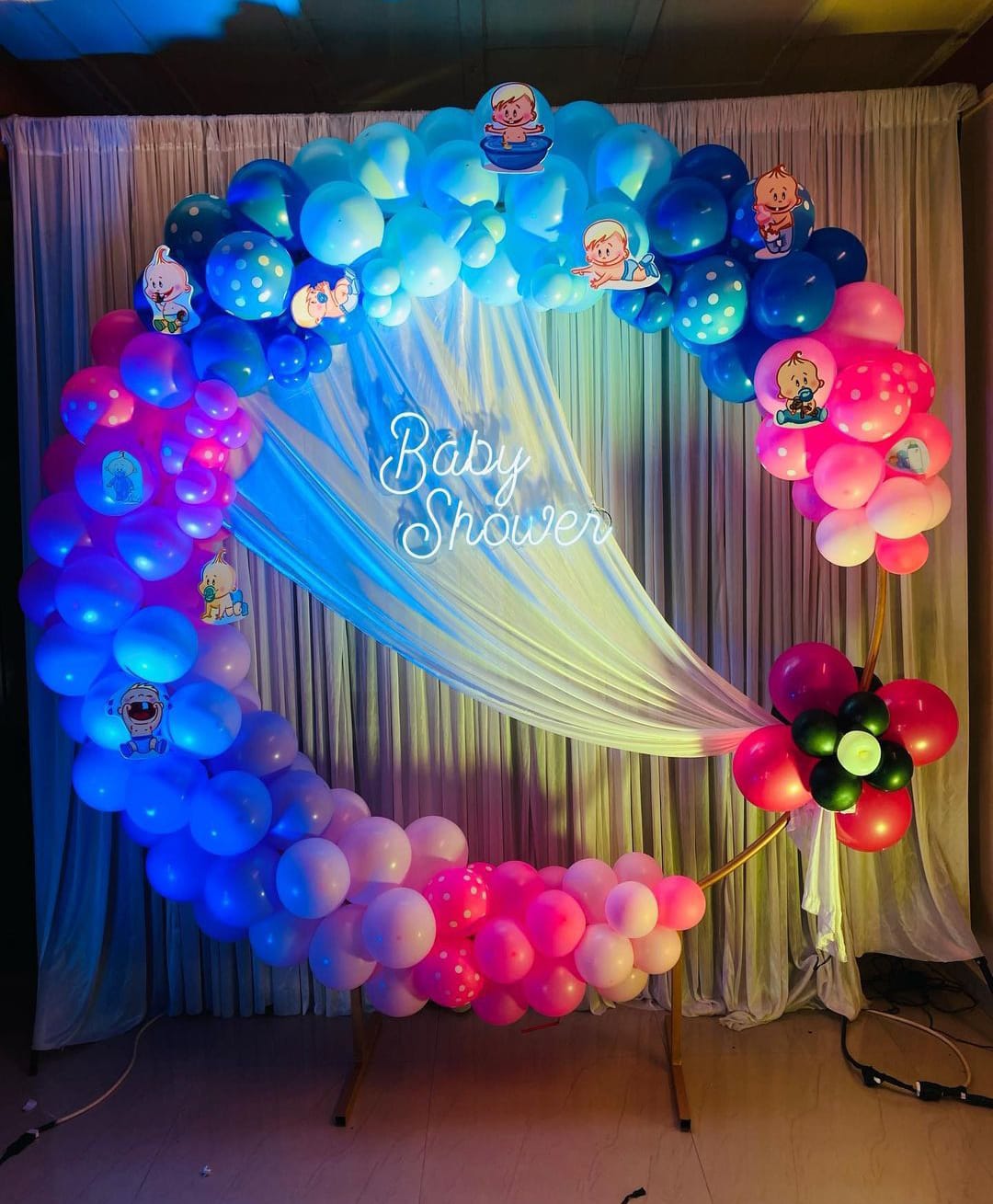 Baby Shower Decor mom to be party decore multi color balloon Godh Bharai Home Decoration with backdrop