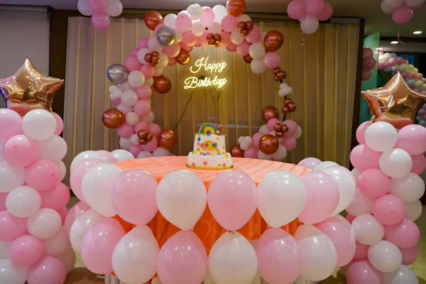 Balloons And Bow Birthday Decor