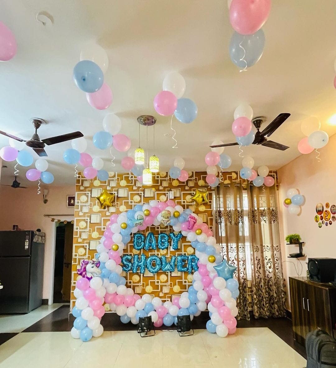 Baby Shower Decor mom to be party decore color balloon Godh Bharai Home Decoration with foil curtain image 3