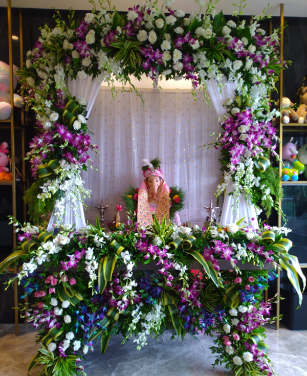 Flowers for gonpati decoration Mixed Flower Decoration image 5